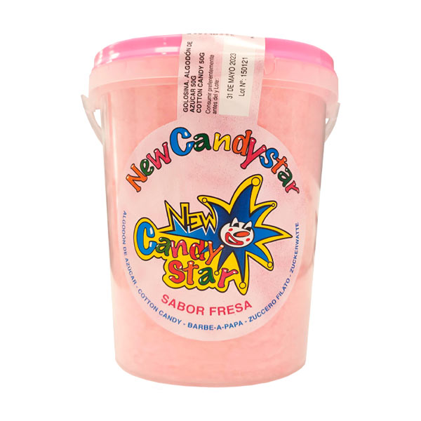 Algodón de azúcar fresa 50 g (6 ud) New Candy Star