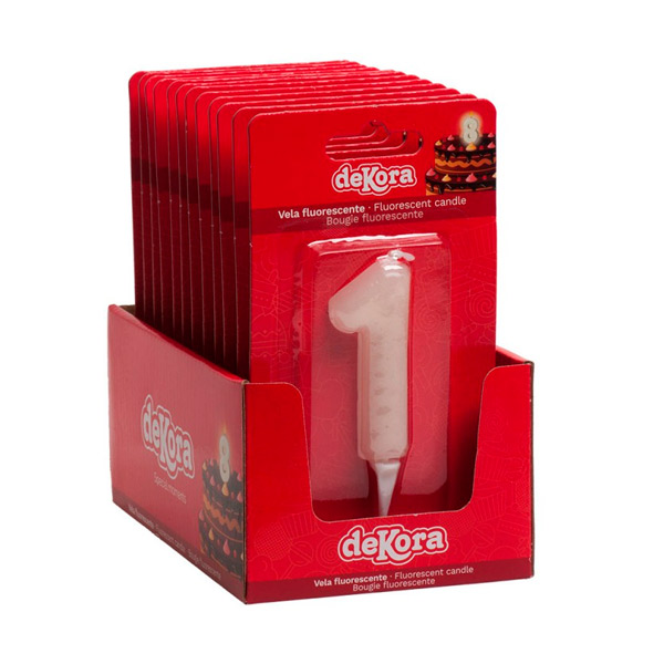 Velas fluorescentes nº 1 12 ud Dekora