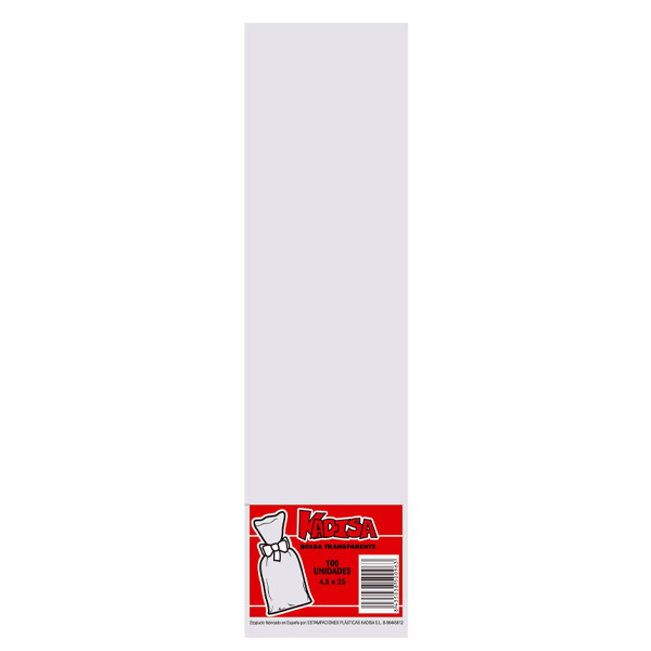 Bolsa rectangular 4,5 cm x 25 cm (100 ud) Kadisa