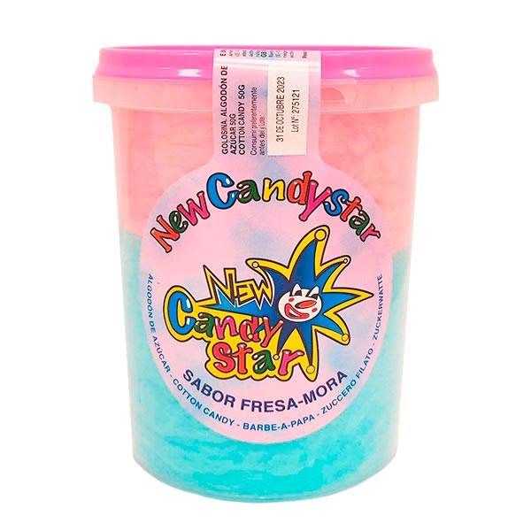 Algodón de azúcar fresa-mora 50 g (6 ud) New Candy