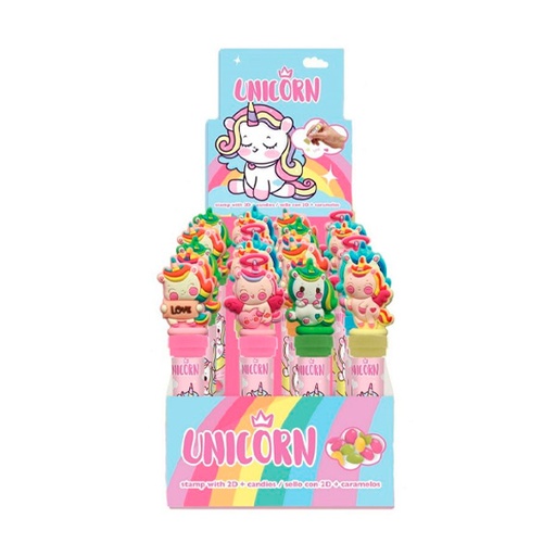 [18435477907511] Sello unicornio 2D con caramelo 24 ud Cool Candies
