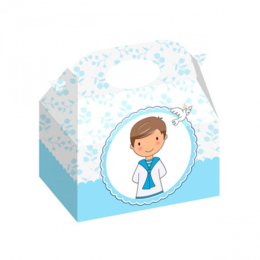 [8436583380369] Caja chico comunión (16x16x10.5 cm) 12 ud Macadamia