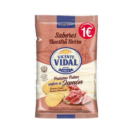 [18410573105030] Patatas Onduladas Jamón 100 g (12ud) Vicente Vidal
